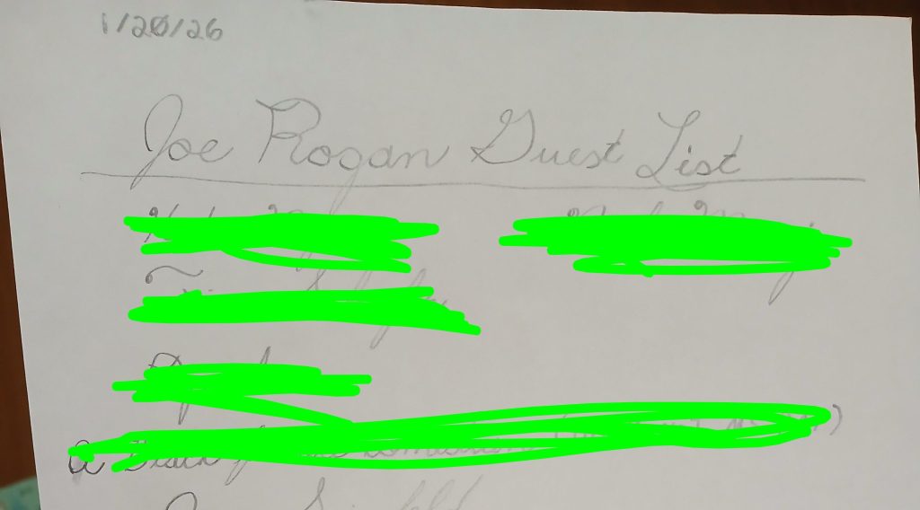 MY (CURRENT) LIST OF PEOPLE I WANT TO SEE ON JOE ROGANS PODCAST